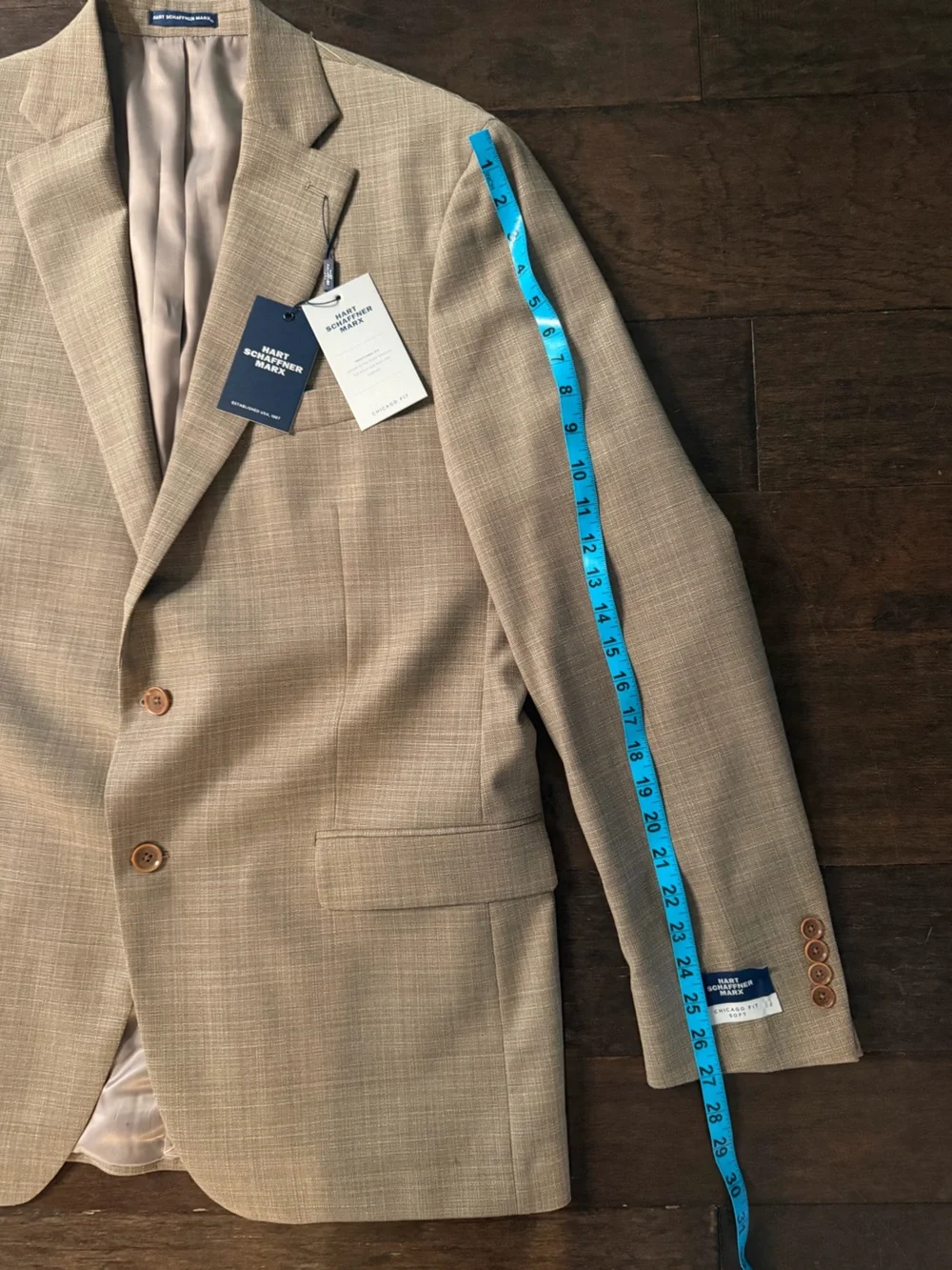 Hart Schaffner Marx Tan Sport Coat - Subtle Check 44L NWT Wool Lightweight